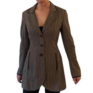 Brown and black striped blazer